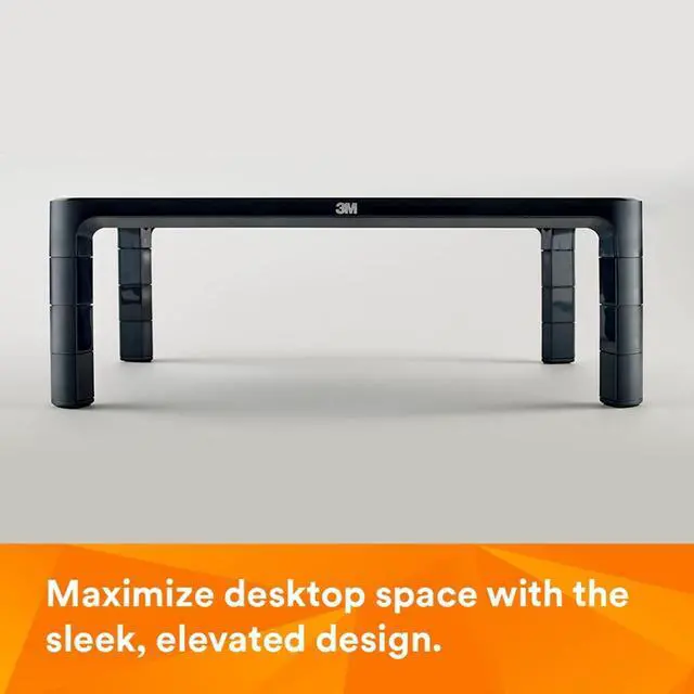 Alt view image 4 of 7 - 3M Adjustable Monitor Stand for Monitors and Laptops, Three Leg Segments Simply Adjust Height from 1.7" to 5.5", Holds up to 20 lbs, 13.6 in Clearance Between Legs for Storage, Black (MS85B)