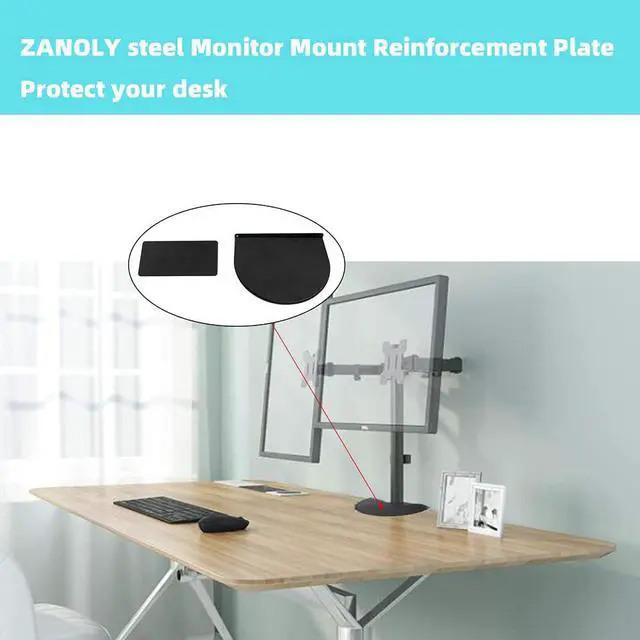 Alt view image 4 of 6 - Steel Monitor Mount Reinforcement Plate for Fragile Tabletop, Black, Fits Most Monitor Stand C-Clamp Installations