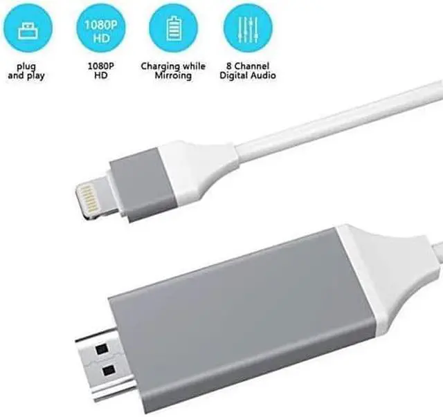 Alt view image 4 of 7 - [Upgraded] Lightning to HDMI Adapter Apple MFi Certified 1080P HDTV Cable Adapter Compatible with iPhone iPad Digital AV Sync Screen Connector on HD TV Monitor Projector-NO Need Power Supply (White)