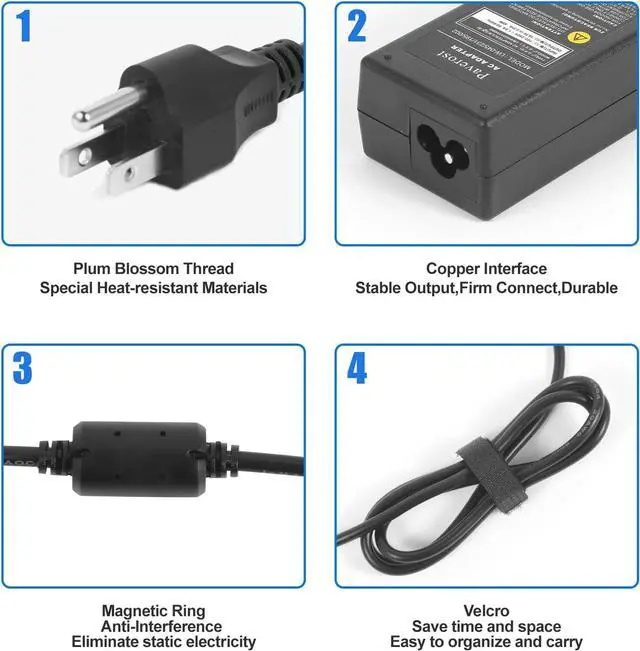 Alt view image 3 of 7 - Laptop Charger 45W Power Cord: Replacement for HP Pavilion Charger Model 741727-001 AC Adapter - 45W 19.5V 2.31A for HP Stream 14 15 11 13 Computer Power Supply