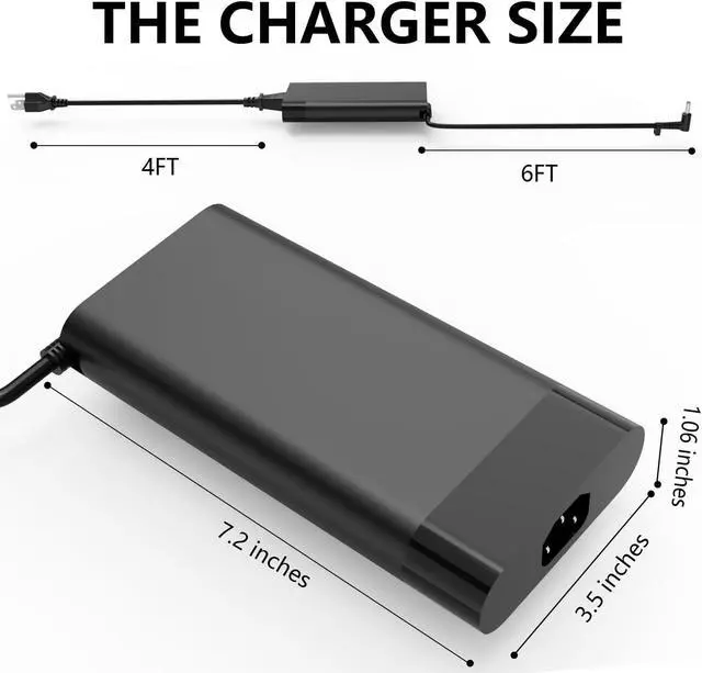 Alt view image 2 of 7 - 230W AC Charger Fit for Original HP OMEN 15 16 15-en1013dx 15-ek1013dx 16-b1797nr 16-b1085nr 16-b0005dx 16-b0013dx 16-c0002dx 16-c0012dx ZBook Fury 16 G9 TPN-Q265 Laptop Power