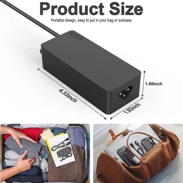 Alt view image 5 of 6 - Replacement for 65W  Laptop Charger USB C Compatible with  ThinkPad T480s T580s T490 E480 E580 Chromebook C330 S330 100e 300e 500e Yoga C930 C940 720 Power Supply Adapter Cord