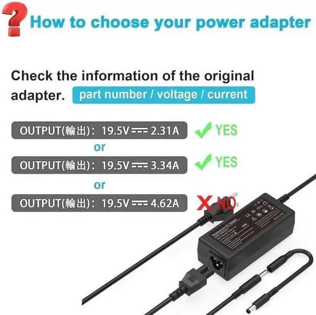 Alt view image 3 of 7 - 65W 45W AC Adapter Charger for  Laptop Charger  inspiron 11 13 14 15 17 3000 5000 7000 Series laptops Round Connects Chargers7.4mm and 4.5mm
