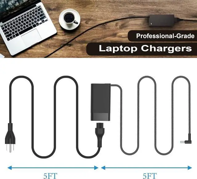 Alt view image 7 of 7 - New Slim 65W Laptop Charger for HP Envy x360, Spectre x360 13-4193nr 15-ap001nx 15t-ap000, ProBook X360 11 450 650 640 G1 G2 G3 G4 G5 G6 G7, EliteBook Pavilion Stream X360 Blue Tip Power Supply Cord
