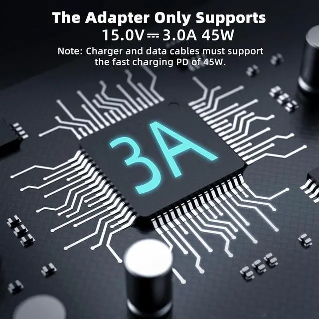 Alt view image 6 of 6 - Surface Pro Charging Adapter USB C Female to Surface Magnetic Charging Adapter Requires 45W/65W/100W/102W USB-C Charger Compatible with  Surface Laptop/Tablet [Output is only 45W 15V 3A]