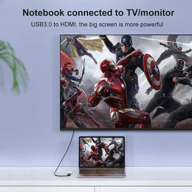 Alt view image 6 of 7 - USB to HDMI Adapter USB 3.0/2.0 to HDMI Cable Multi-Display Video Converter- PC Laptop Windows 7 8 10 Desktop Laptop PC Monitor Projector HDTV.[Not Support Chromebook]
