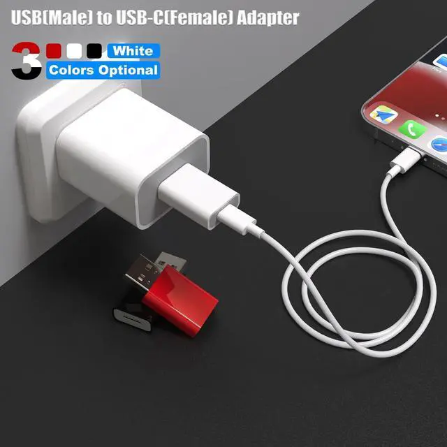 Alt view image 3 of 7 - USB to USB C Adapter USB-C Female to USB Male Adapter Compatible with Apple MagSafe Watch 10/9/8/7/SE/Ultra Car iPhone 16 15 14 13 12 Mini Pro Max iPad Galaxy Pixel 7 6 5 CarPlay Wall Plug
