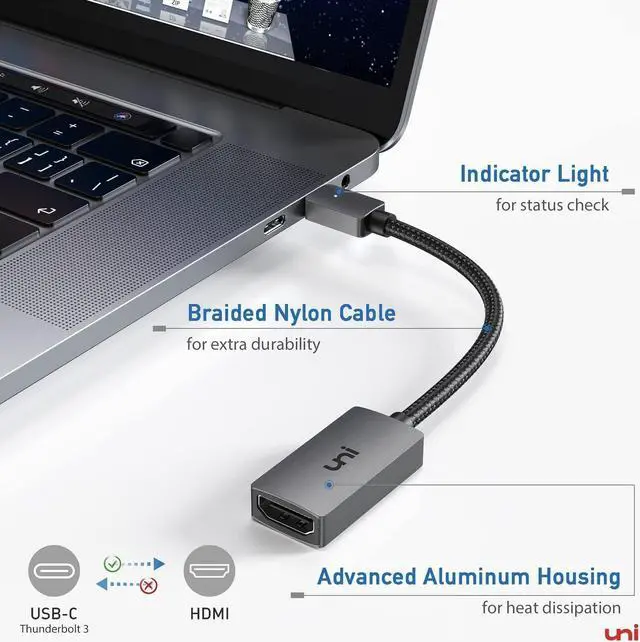 Alt view image 3 of 7 - USB C to HDMI Adapter 4K High Speed HDMI to USB-C Adapter Type C (Thunderbolt 3/4) HDMI Converter Compatible with MacBook Pro/Air Chromebook XPS Surface iPhone 15 Pro/Max Galaxy S23