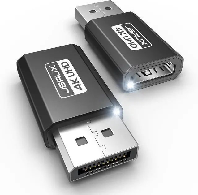 Main image of 4K DisplayPort to HDMI Adapter 2-Pack DP PC to HDMI Monitor Converter Video UHD 2K@120Hz 4K@30 DP to HDTV Male to Female Uni-Directional adapter Compatible with   HP GPU AMD -Black