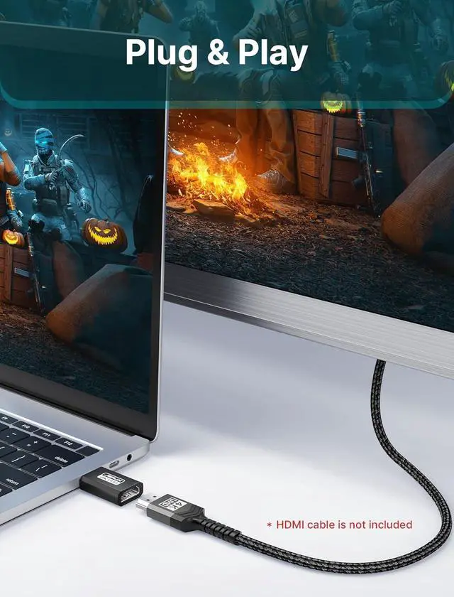 Alt view image 3 of 7 - 4K DisplayPort to HDMI Adapter 2-Pack DP PC to HDMI Monitor Converter Video UHD 2K@120Hz 4K@30 DP to HDTV Male to Female Uni-Directional adapter Compatible with   HP GPU AMD -Black