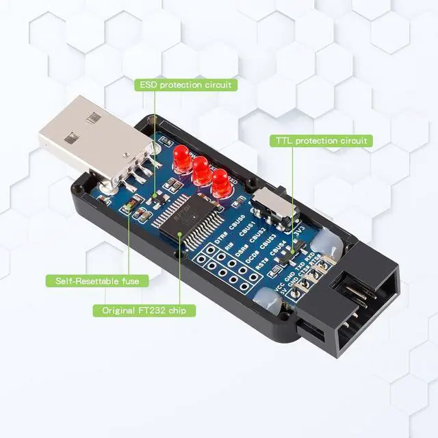 Alt view image 3 of 7 - Industrial USB to Serial Adapter UART Serial Adapter FT232RL Serial to USB Converter USB to TTL Adapter Port Module Support Multi Systems and Multi Protection Circuits with Shell