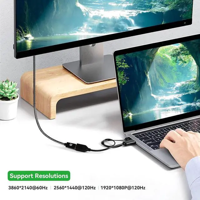 Alt view image 4 of 7 - ELUTENG HDMI to DisplayPort Adapter with USB Power - 4K@60Hz HDMI to DP Cable for Computer, Monitor, PS4, Xbox