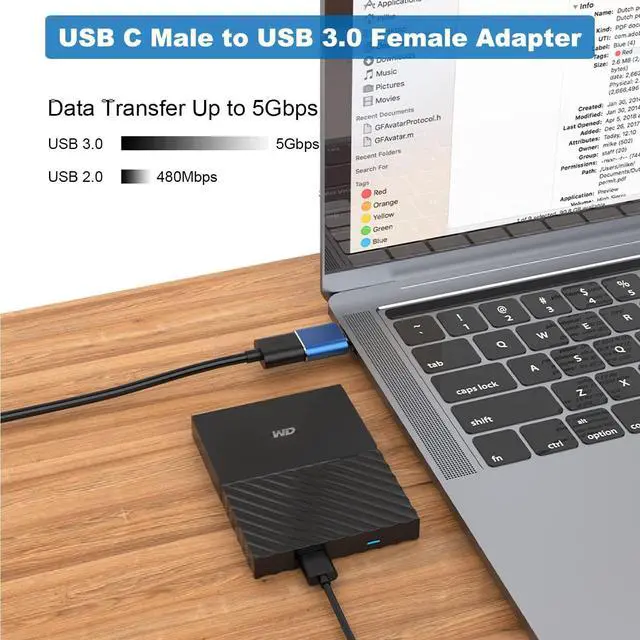 Alt view image 3 of 7 - USB to USB C Adapter (6 Pack) USB C Male to USB 3.0 Female OTG Converter Type-C Female to A Male Connector (Blue)