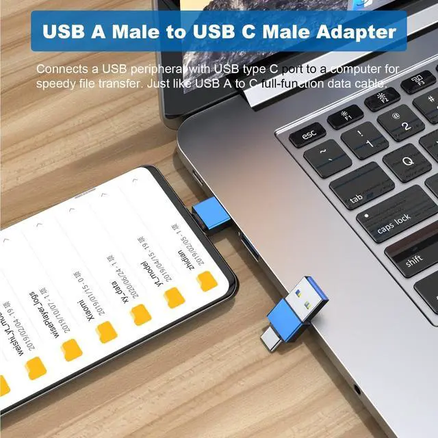 Alt view image 7 of 7 - USB to USB C Adapter (6 Pack) USB C Male to USB 3.0 Female OTG Converter Type-C Female to A Male Connector (Blue)