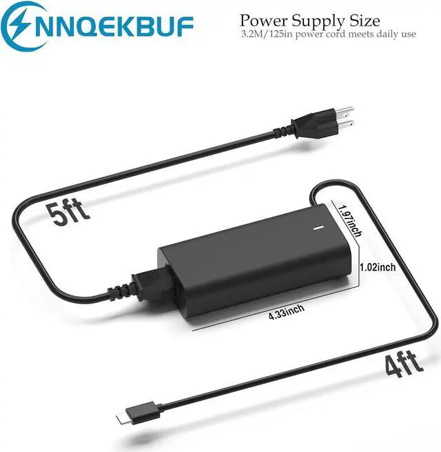 Alt view image 5 of 7 - New Slim 65W 60W for  Laptop Charger USB C  Latitude 5420 5520 5320 5430 5290 7410 7420 Chromebook 3100 XPS All Series Fast Charging Type C Computer Charger Replacement Power Cord AC Adapter