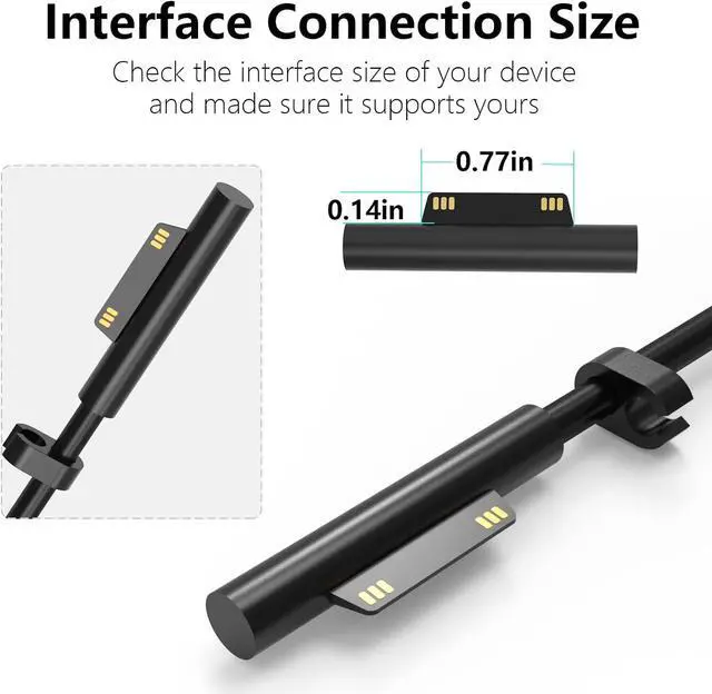 Alt view image 4 of 6 - Surface Pro Charger 65W Fit for Original Microsoft Surface Pro 9 8 7+ 7 6 5 4 3 X Surface Laptop 6 5 4 3 2 1 Surface Go 1 2 3 Surface Book 3 2 1 1866 1796 1800 Laptop