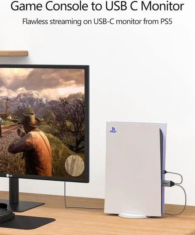 Alt view image 6 of 7 - HDMI to USB C Adapter Cable 4K60Hz 6.6FT HDMI Source Out to USB Type C in Display Converter HDMI 2.0 Compatible with Xreal Air Nreal Air Steam Deck Dock PS5 Xbox Portable Monitor