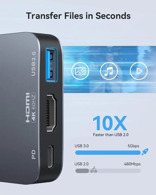 Alt view image 5 of 6 - USB C to HDMI Adapter4K@60HZ Vilcome HDMI to USB C Adapter Multiport with USB Type C PD & USB 3.0 Port Compatible for MacBook Pro/Air iPad Pro/Air  XPS iPhone 15 Pro/Max Android and More