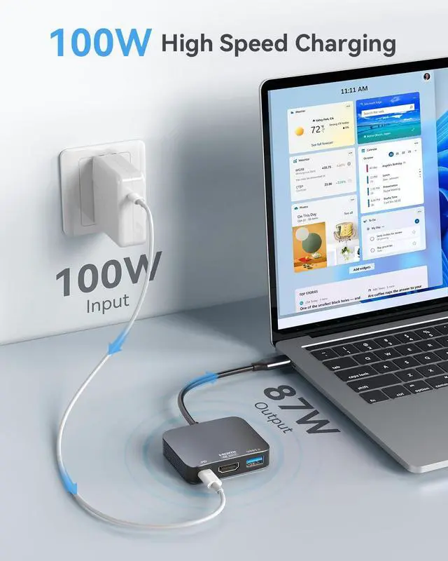 Alt view image 4 of 6 - USB C to HDMI Adapter4K@60HZ Vilcome HDMI to USB C Adapter Multiport with USB Type C PD & USB 3.0 Port Compatible for MacBook Pro/Air iPad Pro/Air  XPS iPhone 15 Pro/Max Android and More