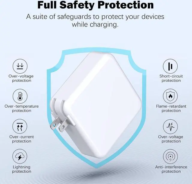 Alt view image 3 of 7 - Mac Book Pro Charger - 120W USB C Fast Charger Adapter Compatible with MacBook Pro & MacBook Air 13 14 15 16 inch iPad Pro  Galaxy and All USB C Device