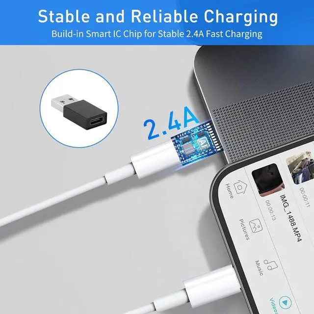 Alt view image 4 of 7 - USB to USB C Adapter for iPhone 16 Charger 3Pack USBC Female to A Male OTG Type C Converter Compatible with iPhone 15 14 13 Plus Pro Max Samsung Galaxy S23 + S22 S21 Pixel 5 4XL (Black)