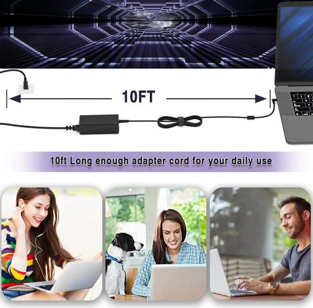 Alt view image 5 of 7 - 19.5V 3.33A 65W Laptop Charger for HP Elitebook 840 850 845 830 820 G3 G4 G5 G7 G8 G9, HP ProBook, Envy, Pavilion, Spectre, Stream, Notebook 15 Series Smart Blue Tip Power Cord Adapter