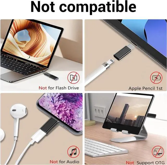Alt view image 7 of 7 - 2 Pack Lightning to USB C Adapter for iPhone 15/15 Pro/15 Pro Max/15 Plus  for iPhone 15 Charger Adapter Not for Audio/OTG Not USB C Female to Lightning Male Adapter-Black