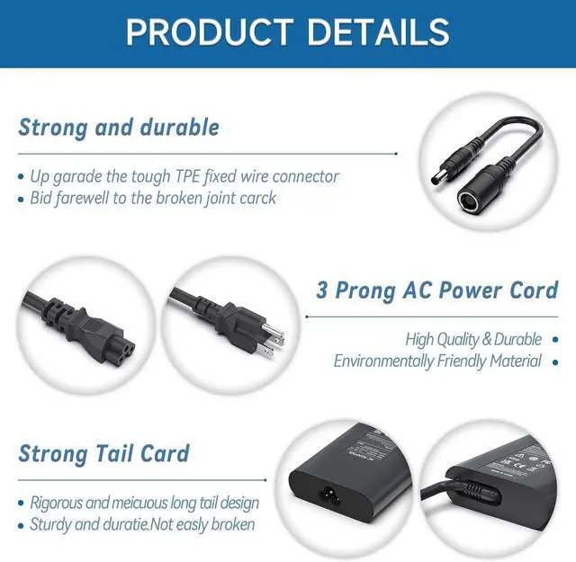Alt view image 6 of 6 - Laptop Charger 65W for Dell Latitude 7490 7400 7480 5400 5490 5500 5590 5480 5580 3310 7290 5290 E5470 E5440 E5570 E7250 E7450 E6540 E7440 E6440 E6430 Power Cord Supply Computer Ac Adapter Replacement