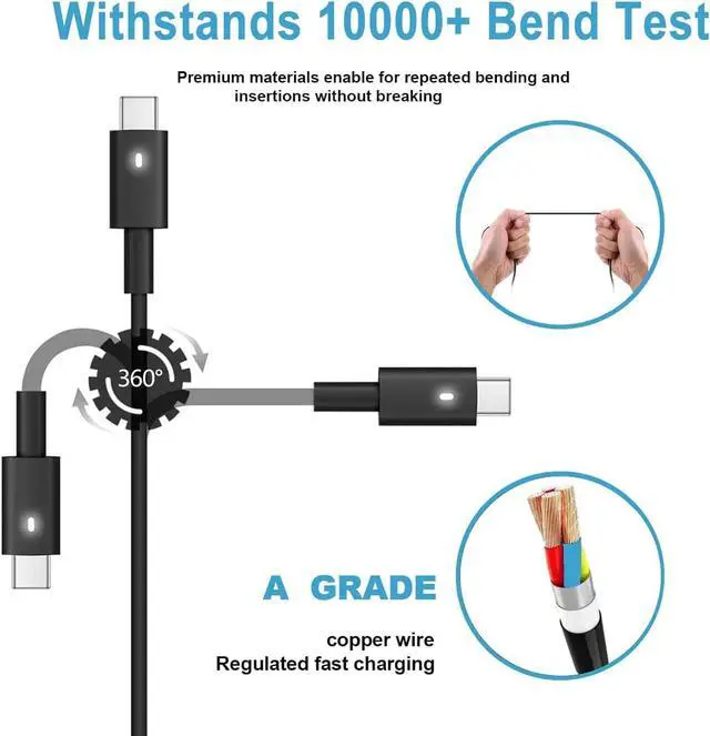 Alt view image 5 of 7 - 65W 45W USB C Laptop Charger for  Computer Latitude 5450 5440 5540 7440 5420 7420 5520 5430 7430 5530 5550 7450  13 14 16 Pro Plus Power Cord XPS 13 Type C AC Adapter Chromebook 3100