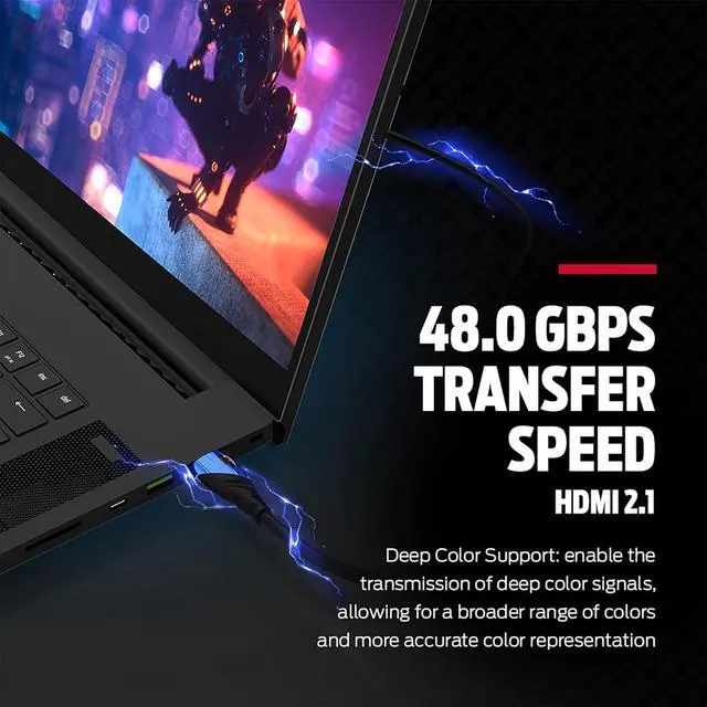 Alt view image 5 of 7 - 8K HDMI Cable  Xbox Series X & PlayStation 5 HDMI Cable w/ 24K Gold Contacts & V-Grip 48 Gbps Speed 60/120 Hz Refresh Rate Dynamic HDR & eARC for Superior Visuals & Audio (12 FT)