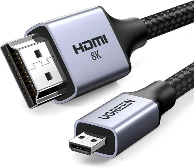 Main image of UGREEN 8K Micro HDMI to HDMI Cable 6.6FT, 2.1 Aluminum Shell Braided 48Gbps Ultra High Speed 8K@60Hz, 4K@240Hz Support HDR eARC Dolby Compatible with GoPro Raspberry Pi 5 Camera Ni-kon