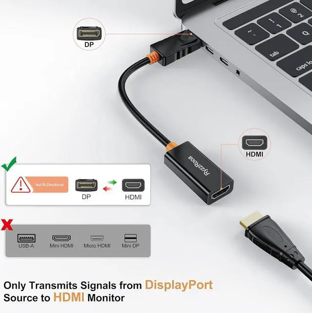 Alt view image 5 of 7 - 4K DisplayPort to HDMI Adapter 10 Pack Gold-Plated Male Display Port to Female HDMI Adapter Uni-Directional DP to HDMI Adapter Cable Compatible with PC Laptop Monitor Projector