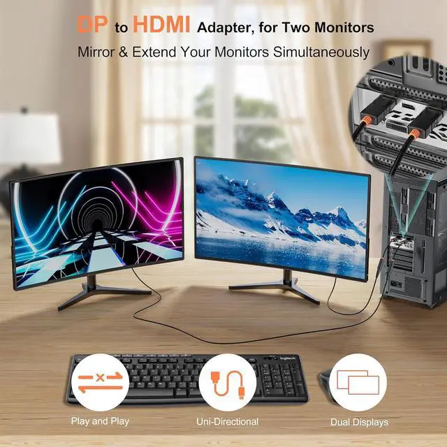 Alt view image 4 of 7 - 4K DisplayPort to HDMI Adapter 10 Pack Gold-Plated Male Display Port to Female HDMI Adapter Uni-Directional DP to HDMI Adapter Cable Compatible with PC Laptop Monitor Projector