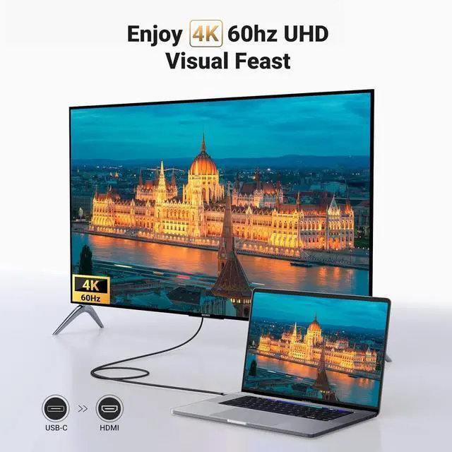 Alt view image 2 of 7 - UGREEN USB C to HDMI Cable (4K@60Hz) 6.6FT, Type C to HDMI Adapter Thunderbolt 4/3 to HDMI Bundle with Capture Card Full HD 1080P 60FPS HDMI to USB A/Type C 4K Video Capture Card