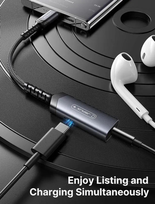 Alt view image 2 of 7 - USB C to 3.5mm Headphone and Charger Adapter 2-in-1 AUX Mic Jack with PD 60W Fast Charging Compatible for Earphones iPhone 15 Pro Max/15 Pro/15 Plus/15  S24/S24+/S23/S22/S21 iPad Pro