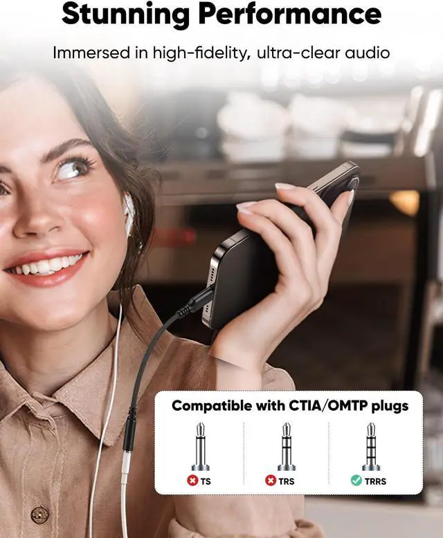 Alt view image 3 of 7 - USB Type C to 3.5mm Female Headphone Jack Adapter (3-Pack) USB C to Aux Audio Dongle Adapter Compatible with iPhone 16 Pro Max/15 Pro/15  Galaxy S25/S24/S23 Ultra iPad Pro-Black