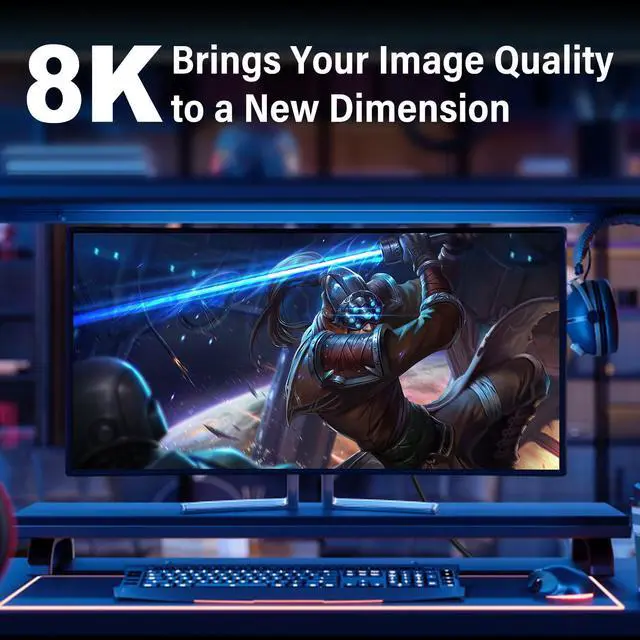 Alt view image 3 of 7 - Angled Displayport 1.4 Cable 90-Degree Upward Right Angle Displayport Cable V1.4 Support up to 8K/60Hz 4K/144Hz for Gaming Monitor Graphics Card 10 Feet