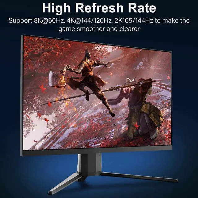 Alt view image 6 of 7 - Angled Displayport 1.4 Cable 90-Degree Upward Right Angle Displayport Cable V1.4 Support up to 8K/60Hz 4K/144Hz for Gaming Monitor Graphics Card 10 Feet