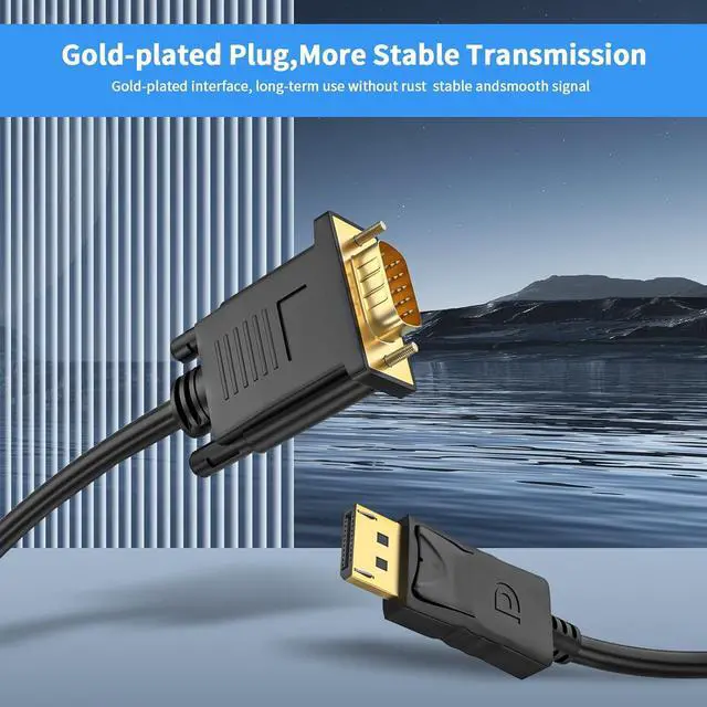 Alt view image 4 of 7 - (in) DisplayPort to (Out) VGA Adapter DP to VGA Cable Male to Male Gold-Plated for Computer Laptop Monitor TV Projector (NOT Bidirectional ) (3 Feet / 2PACK)
