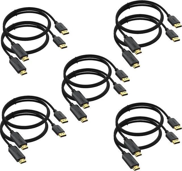 Main image of DisplayPort to HDMI Cable 10-Pack, 4K Display Port DP to HDMI Adapter 6FT Male to Male Cord UHD 4K, 2K,1080P, Gold-Plated Braided UHD Support Video and Audio for Dell, HP, NVIDIA,Samsung and More