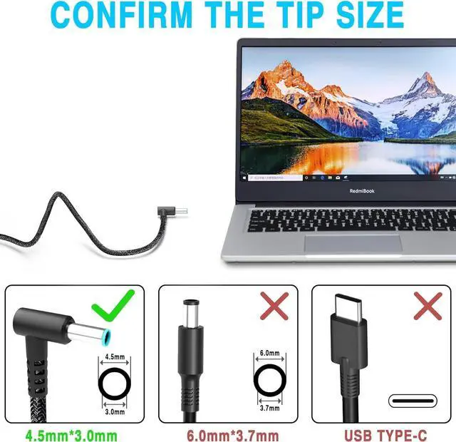 Alt view image 3 of 7 - 200W Laptop Charger Fit for Original HP Omen Pavilion Gaming 15 16 17 15t 17t ZBook Fury Create Studio 15 17 G3 G4 G5 G6 G7 G8 Envy 15 2020 TPN-DA10 L00818-850 Power Supply Cord AC Adapter