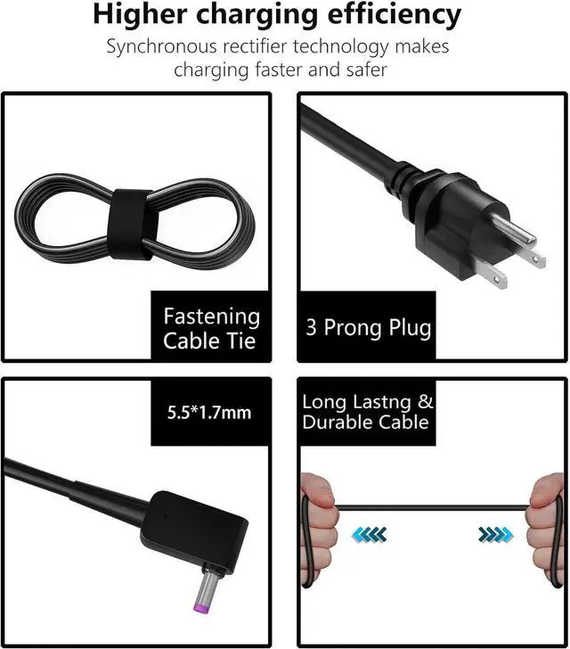 Alt view image 3 of 7 - 65W 45W AC Charger Compatible with Acer Aspire E1 E3 E5 E11 E14 E15 E17 ES1 F15 Acer Aspire 3 Aspire 5 Acer Aspire V3 V5 V7 VN7 V15 Aspire R3 R7 S3 19V 3.42A Laptop Power Adapter