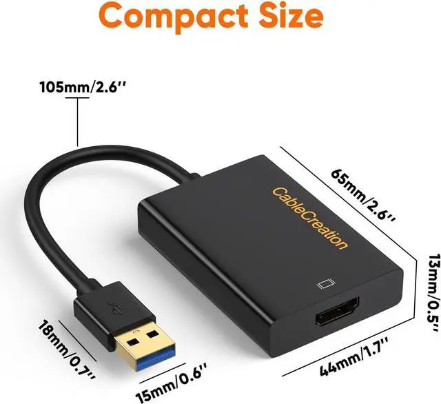 Alt view image 7 of 7 - USB 3.0 to HDMI Adapter with DisplayLink USB External Display Graphics Adapter Compatible with Windows 11 10 and macOS Black
