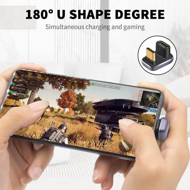 Alt view image 4 of 6 - 180 Degree USB C Adapter 240W 2-Pack U Shape USB C 180 Degree Angled USB 4.0 Type C Extender Connector Support 40Gbps Data & 8K Video for Thunderbolt 4/3 Laptop MacBook