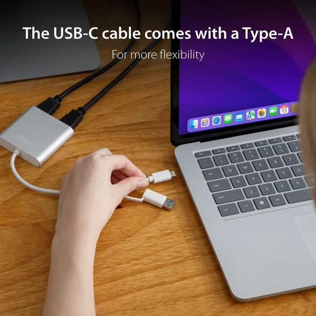 Alt view image 4 of 7 - USB-C to Dual HDMI Multi-Monitor Adapter with USB Type-A convertor | 4K + 2K | Compatible with Windows and Mac (JCA365)
