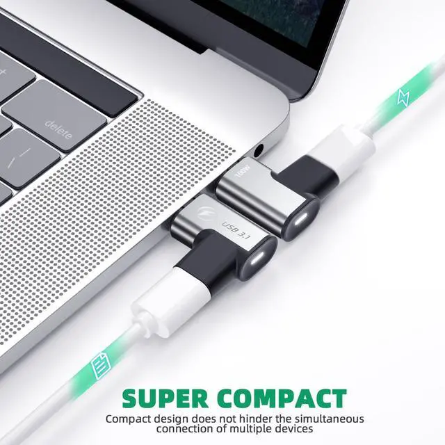 Alt view image 6 of 7 - USB C Magnetic Adapter (2 Pack) 24Pins USB3.1 10Gbps Data Transfer 4K 60Hz Video PD 100w Charge Compatible with MacBook Pro/Air USB-C Laptop