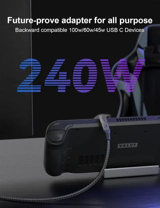 Alt view image 2 of 7 - 90 Degree USB C Adapter USB C to USB C Adapter Right Angle 240W 40Gbps USB Type C Thunderblt 4 Connecter for MacBook Phone rog Ally steam Deck Switch Tablet and More
