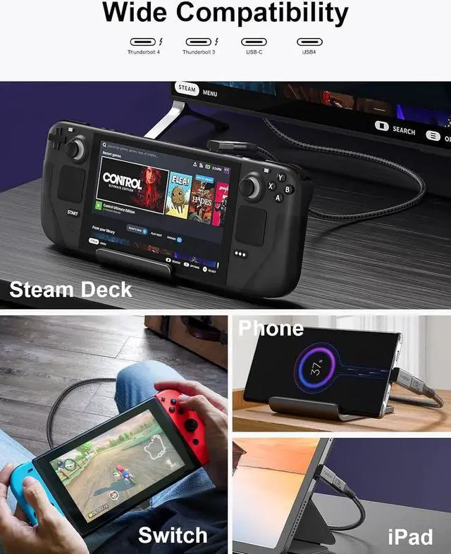 Alt view image 6 of 7 - 90 Degree USB C Adapter USB C to USB C Adapter Right Angle 240W 40Gbps USB Type C Thunderblt 4 Connecter for MacBook Phone rog Ally steam Deck Switch Tablet and More