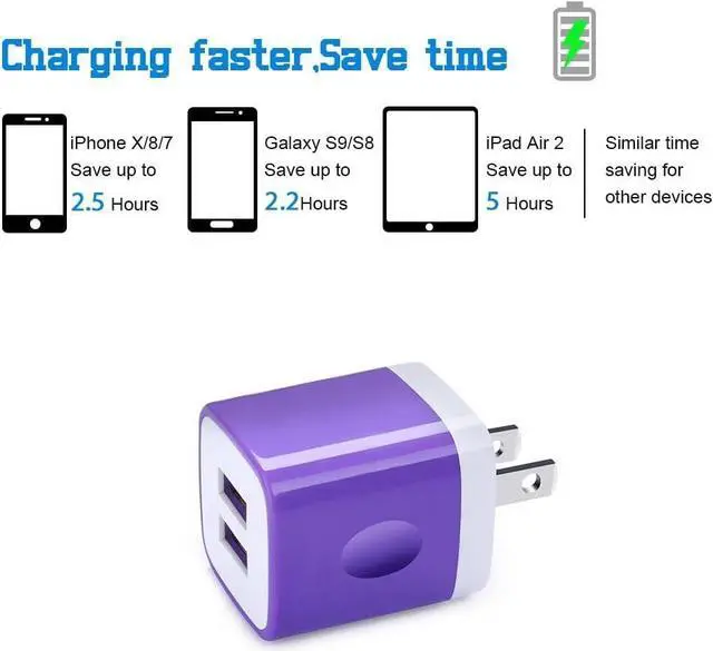 Alt view image 2 of 6 - 5Pack USB Charger Block Wall Plug HUHUTA Dual Port 2.1A USB Phone Charger Adapter Fast Charging Box for iPhone 15 14 13 12 11 Pro Max,iPad,Samsung Galaxy S24 S23 S22 S21 A54 A14 A13 A53,Pixel 8 7 Pro