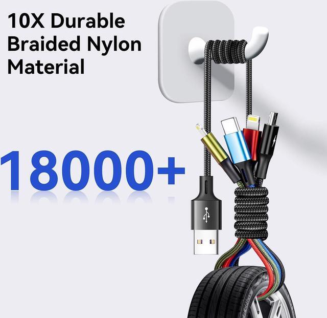 Alt view image 6 of 6 - Multi Charging Cable [2Pack 6Ft] 4 in 1 Braided Multi Fast Charging Cord Multiple Charger Cable USB Cable Adapter IP/Type C/Micro USB Port for Cell Phones Tablets  Galaxy PS & More